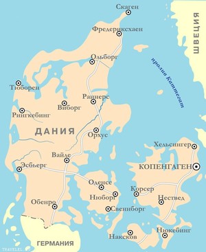 Страна Дания на карте мира